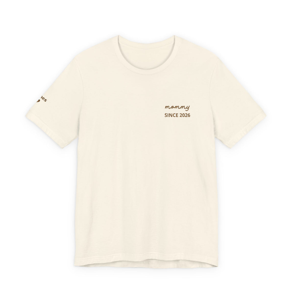 Tshirt Personalized Mom Est Embroidered Heart & Sleeve Tee