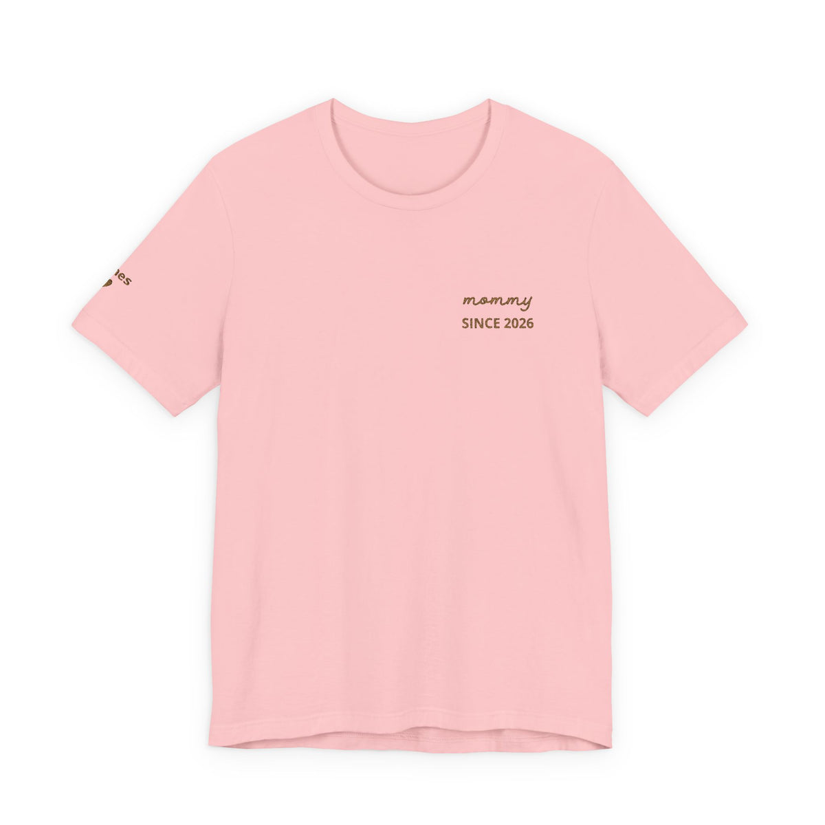 Tshirt Personalized Mom Est Embroidered Heart & Sleeve Tee