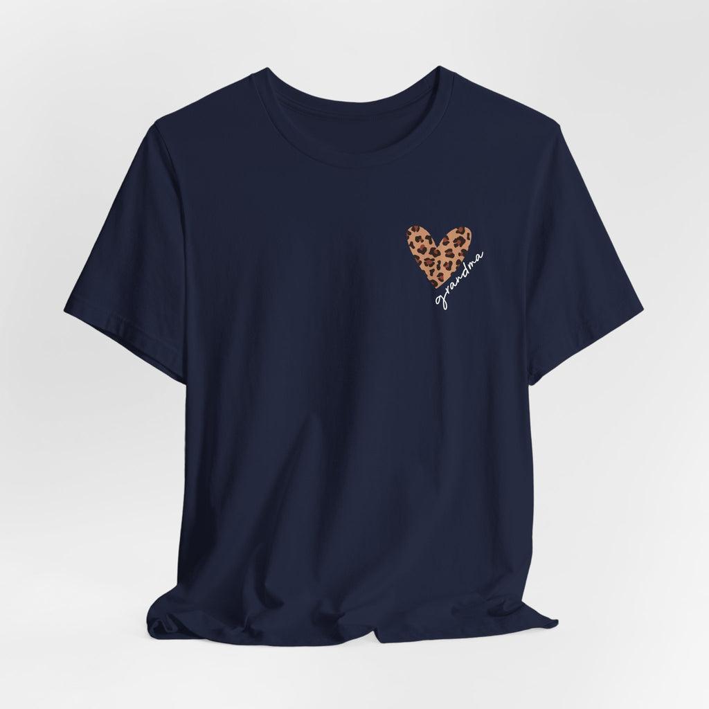 Leopard Heart Grandma T-Shirt Personalized