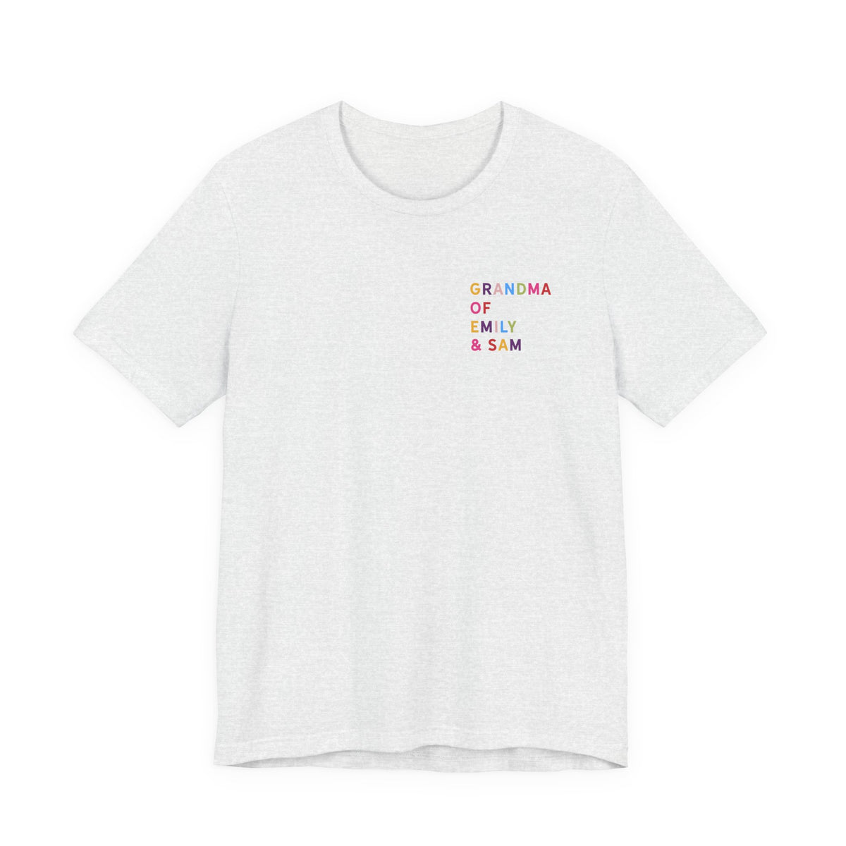 Grandma Shirt with Multicolored Grandchildren's Names