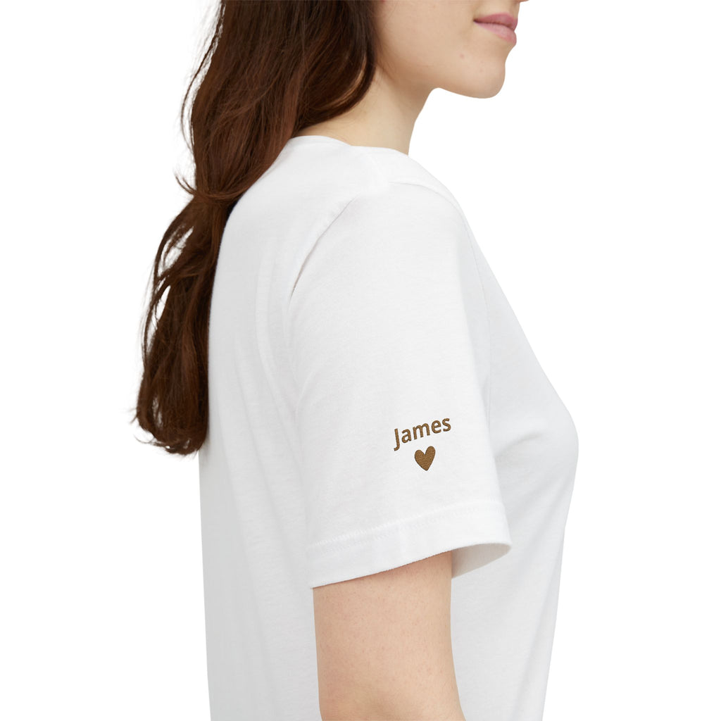 Tshirt Personalized Mom Est Embroidered Heart & Sleeve Tee