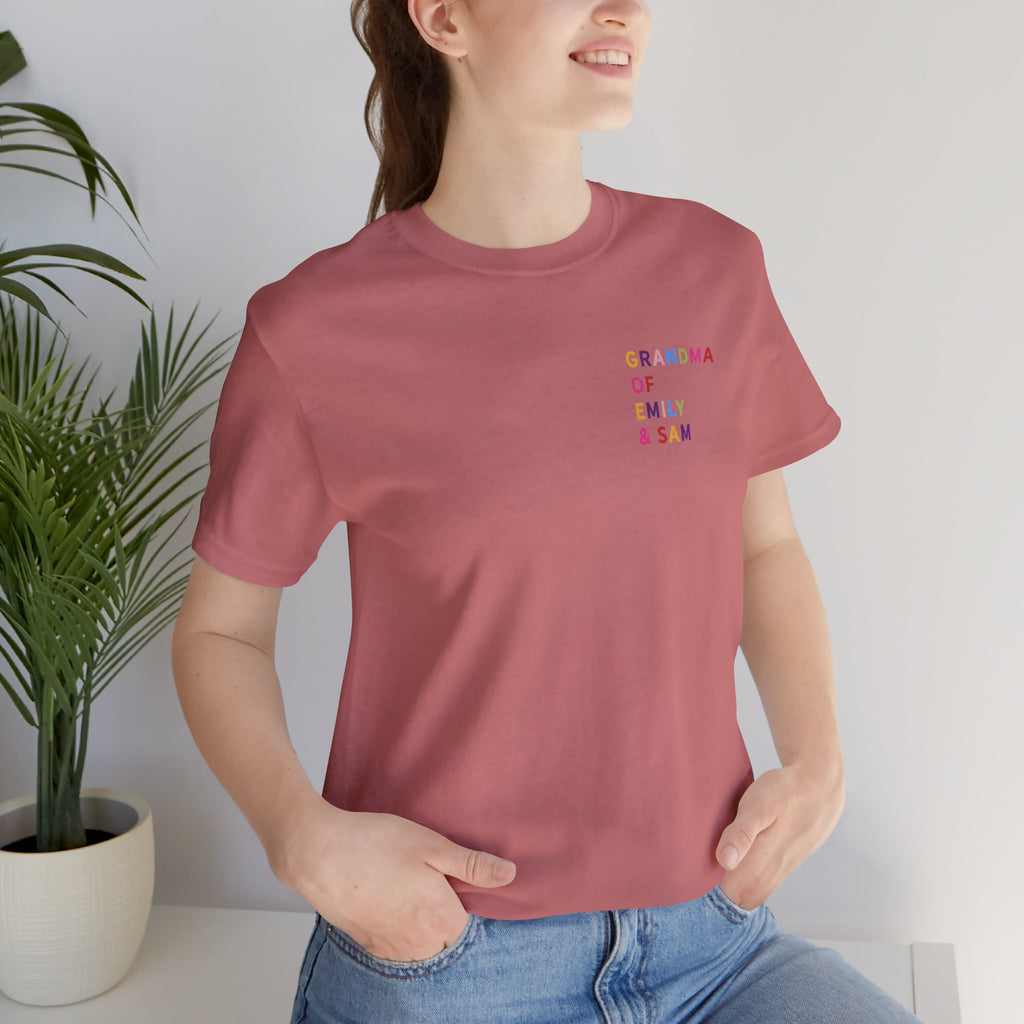 Grandma Shirt with Multicolored Grandchildren's Names