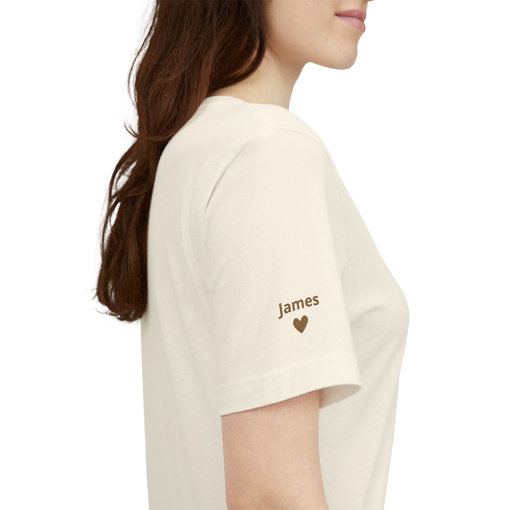 Tshirt Personalized Mom Est Embroidered Heart & Sleeve Tee