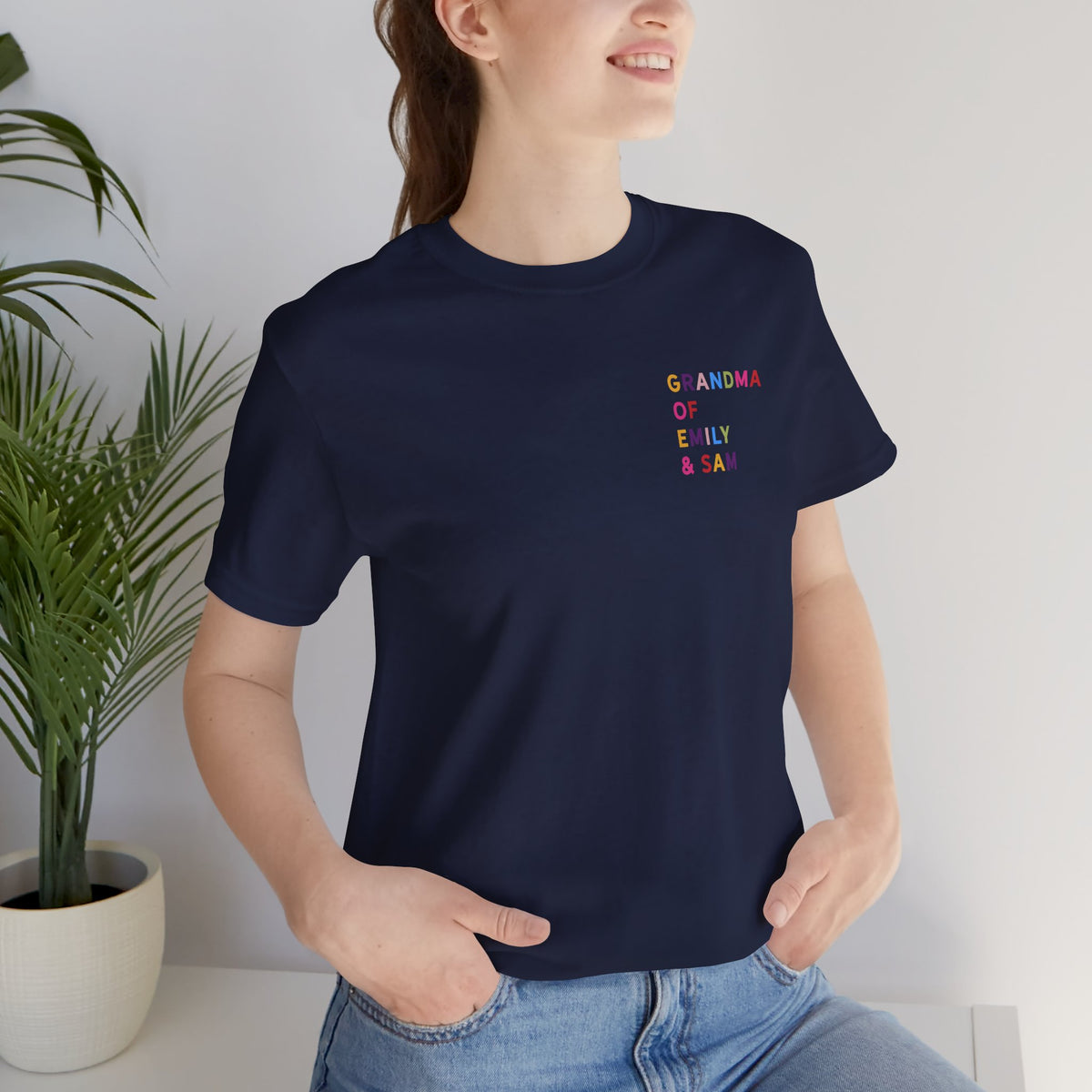 Grandma Shirt with Multicolored Grandchildren's Names