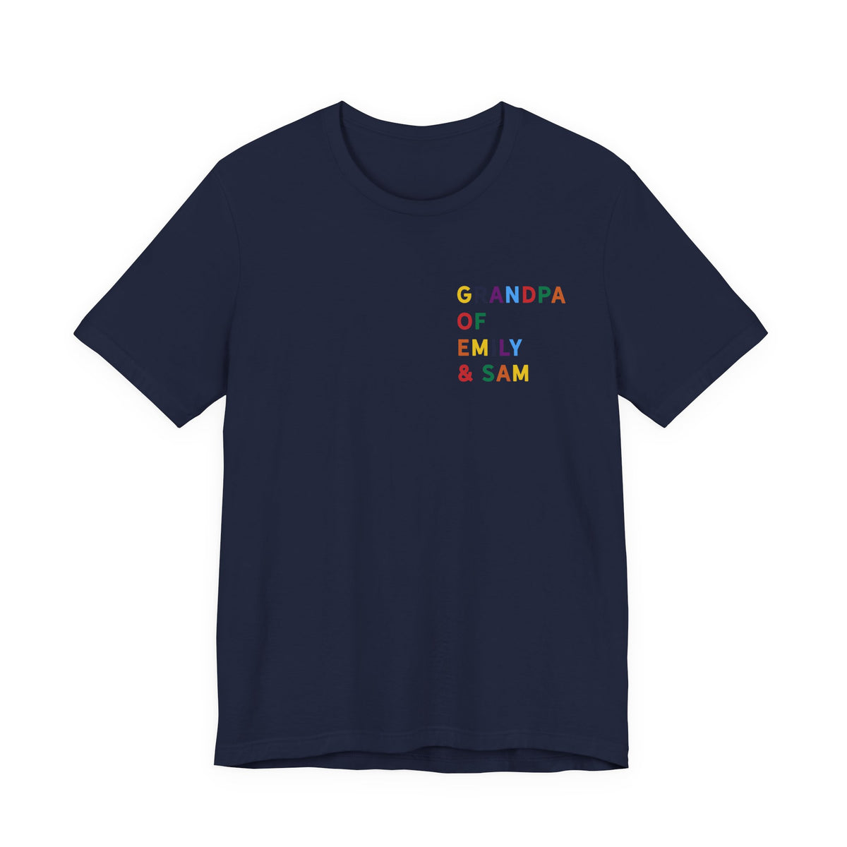 Grandpa Shirt with Multicolored Grandchildren's Names