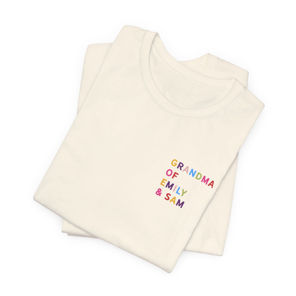 Grandma Shirt with Multicolored Grandchildren's Names
