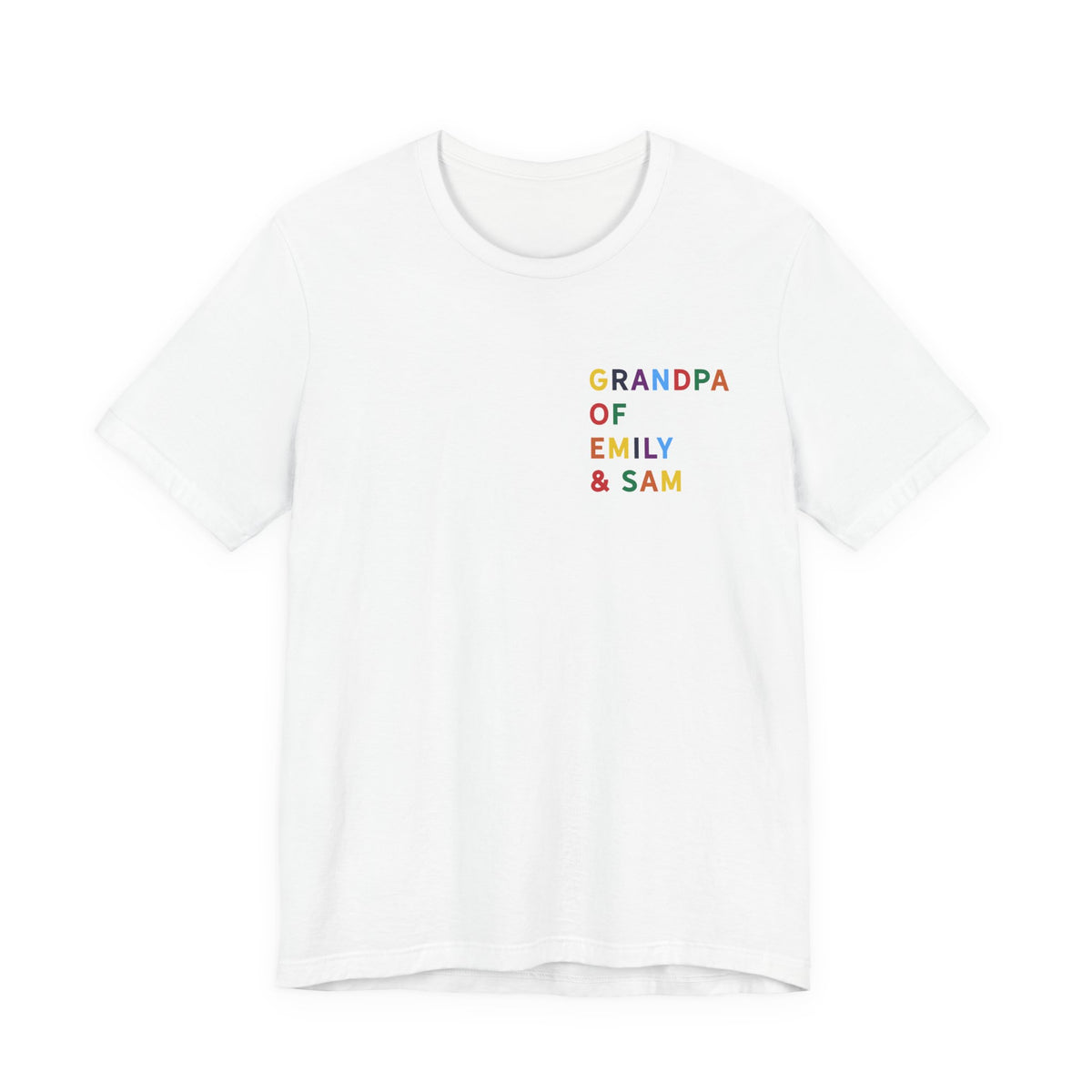 Grandpa Shirt with Multicolored Grandchildren's Names