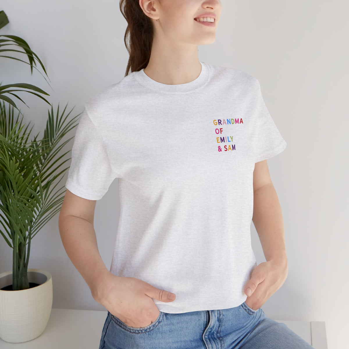 Grandma Shirt with Multicolored Grandchildren's Names