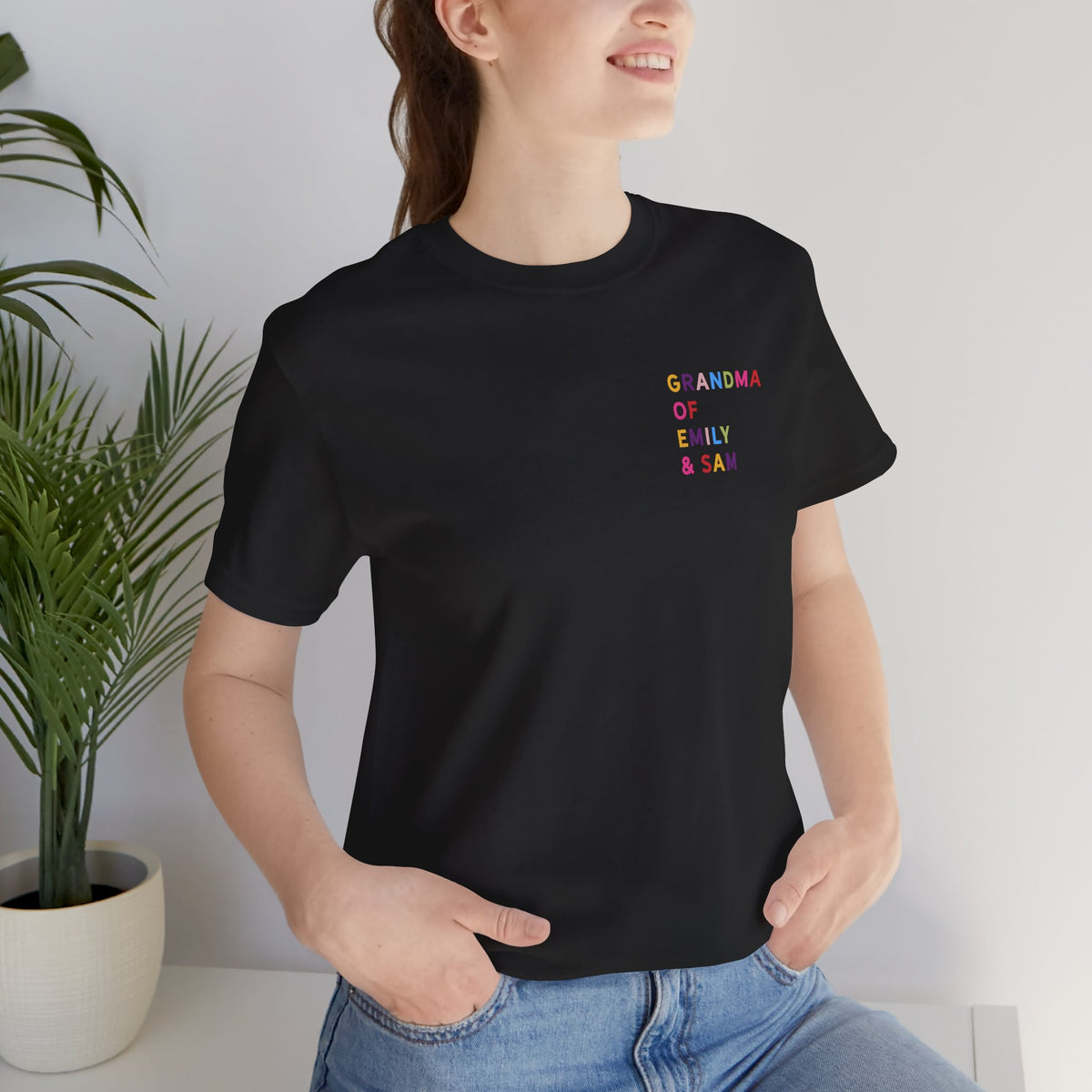 Grandma Shirt with Multicolored Grandchildren's Names