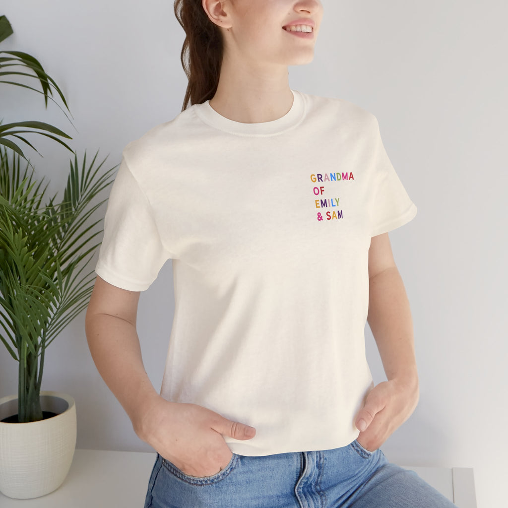 Grandma Shirt with Multicolored Grandchildren's Names