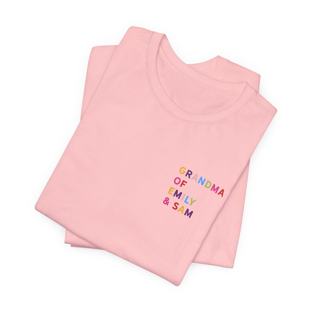 Grandma Shirt with Multicolored Grandchildren's Names