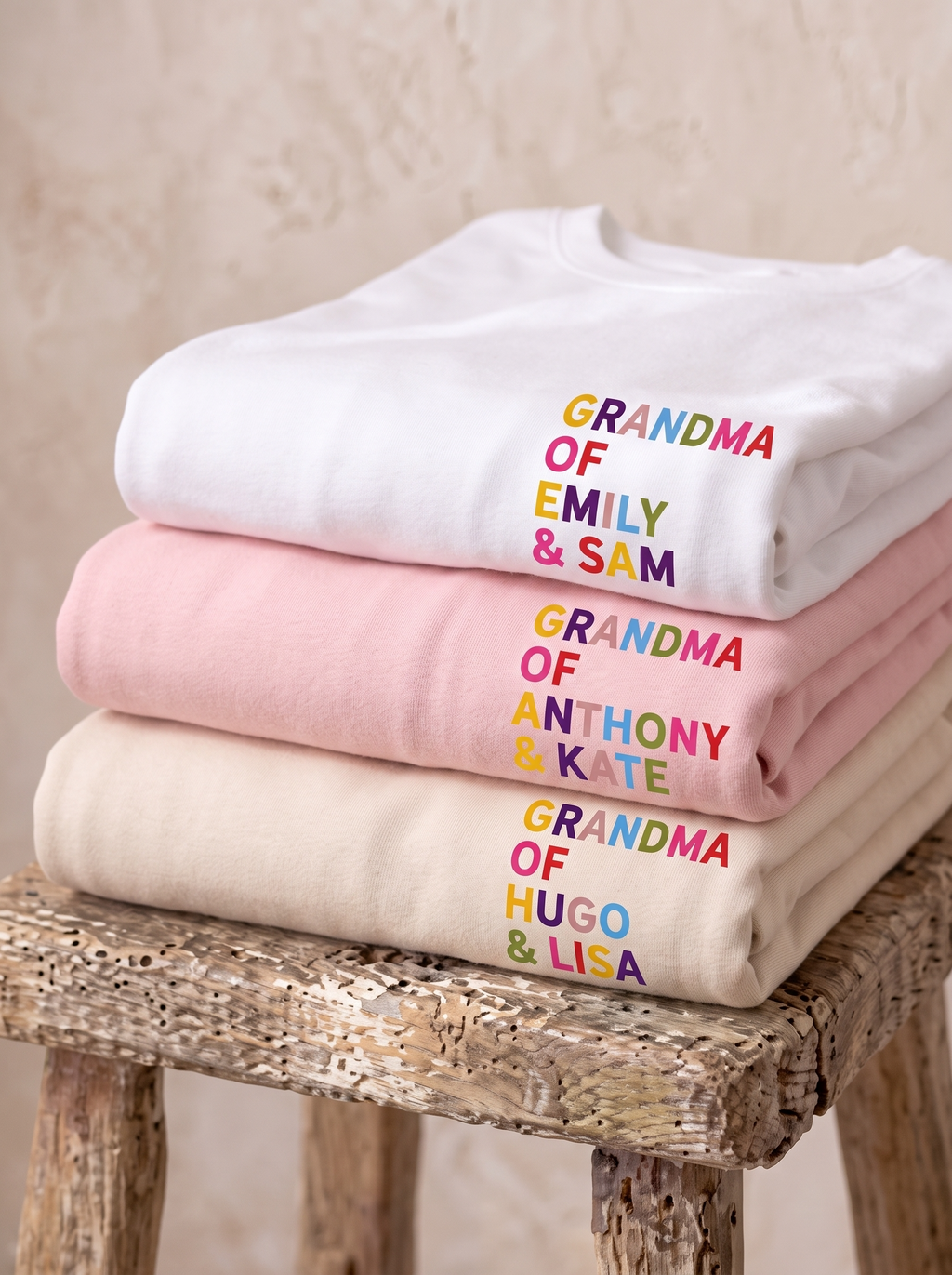 Grandma Shirt with Multicolored Grandchildren's Names
