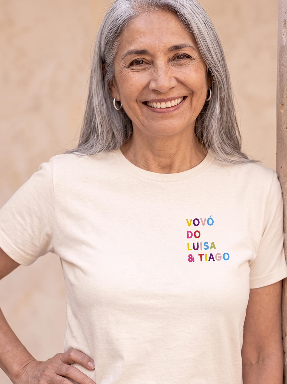 Camiseta Vovó de Nome Multicolorido